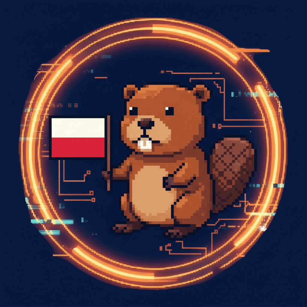 Pixel art beaver, the official mascot of Polish language support on Konsta.app